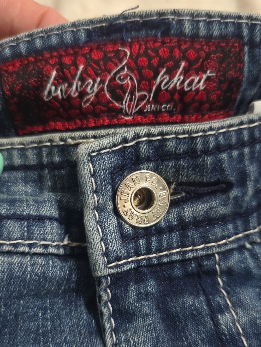 Baby Phat Blue Straight Leg Jeans with Gold & Silver Embroidery - Picture 6 of 6